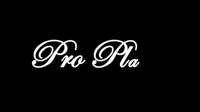 Pro Plan cursive text on black background for business and planning video overlays