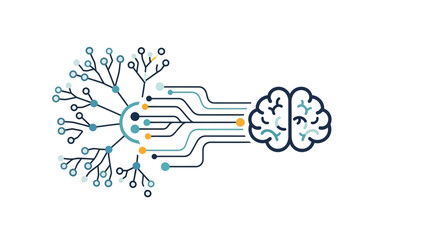 Obraz premium Artificial Neural Network Brain Connection Illustration.
