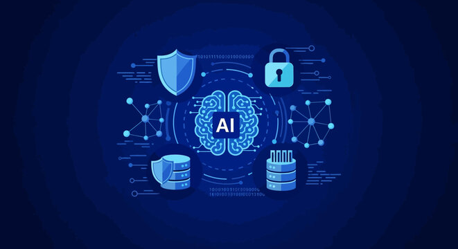 Artificial Intelligence Concept with Brain Icon.
