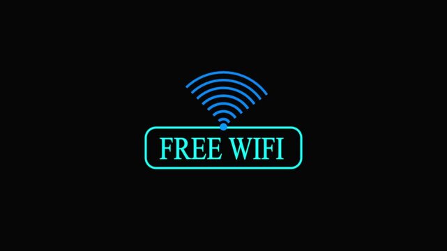 Free w i fi icon symbol. Animation w i f i sign with wave signal icon on black background 4k video.