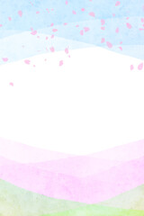 春イメージ桜の花と空のフレーム背景 縦2