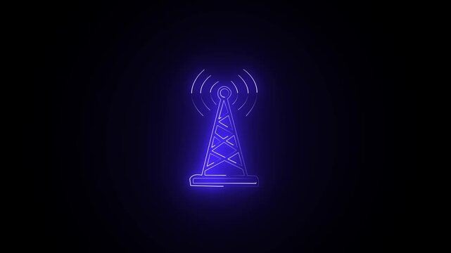  W i Fi Network Signal Icon &ndash; Wireless Internet Connection Technology Concept  w i f i  icon animation on black background. Glowing neon w i f i error stoke icon concept.