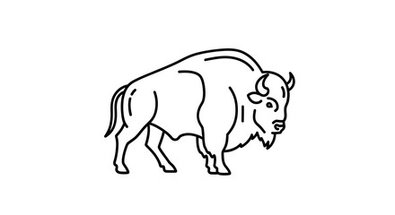 Obraz premium Bison standing in profile view.