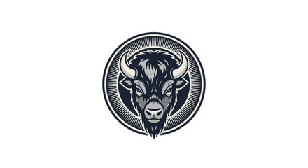 Fototapeta na wymiar Black and white bison head logo.