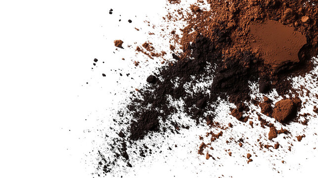 Close-up of fine brown powders with a wispy, light-colored cloud against black