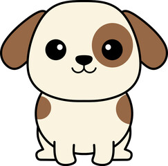 Fototapeta premium Cute puppy dog cartoon character illustration with brown spots isolated on white background
