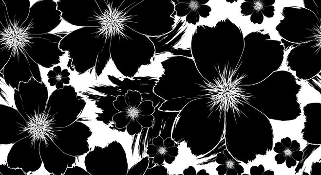 Bold Black and White Floral Pattern.