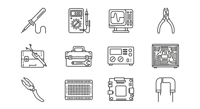 Various Electronic Components and Tools.