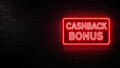 Red Neon Cashback Bonus Sign on Dark Brick Wall