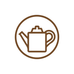 Obraz premium Minimalist Brown Teapot Line Icon Inside a Circle for Tea Lovers