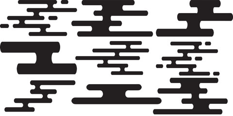 Japanese Kumogata cloud pattern in black and white traditional Asian design element.