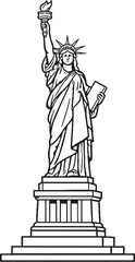 Statue of Liberty Simplified Black and White Line Art Illustration © Bui