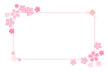 春のピンクの桜の花の飾り枠3