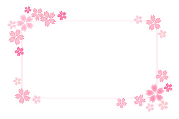 春のピンクの桜の花の飾り枠2