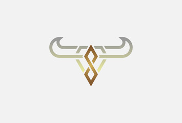Infinity Diamond Horn Luxury Logo, usable for branding and business logos, Jewelry Logo Design Template, vector illustration