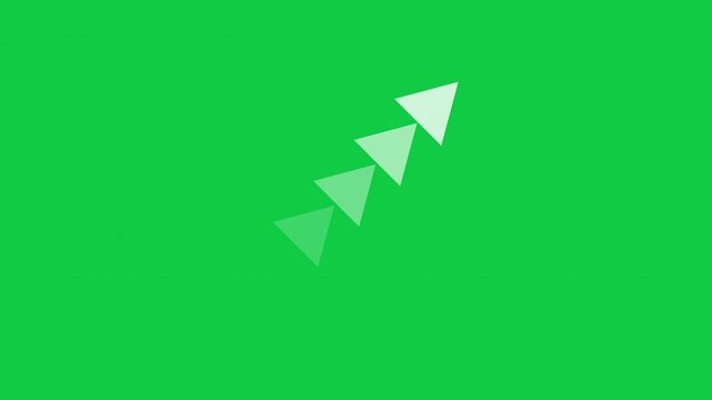 Bottom To Top Right Diagonal Arrow 45 Degree Loop Animation White Isolated On Green Background