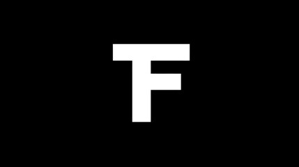 Obraz premium Abstract white capital letter F symbol on a black background. Minimalist graphic design element, modern alphabet typography.