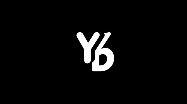 Stylish white 'YB' or 'YD' letter monogram logo design concept on a black background, minimalist graphic element