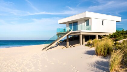 Obraz premium Modern luxury beach house with ocean view