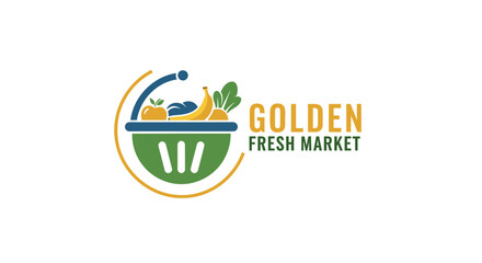 Golden Fresh Market Logo Design Element.
