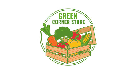 Green Corner Store Logo with Vegetables.
