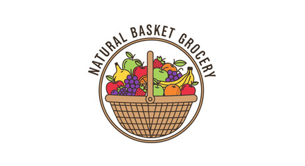 Grocery Basket Filled with Fresh Fruits.
