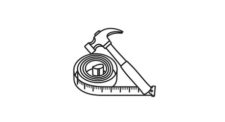 Hammer and Tape Measure Illustration.