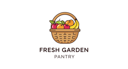 Illustration of a Basket with Fresh Fruits.