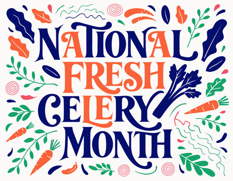 NATIONAL FRESH CELERY MONTH vector illustration isolated on white background
