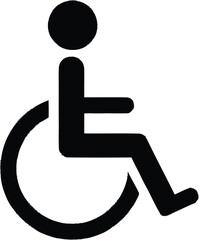 Disabled person in wheelchair accessibility icon representing medical mobility services and public facility standards