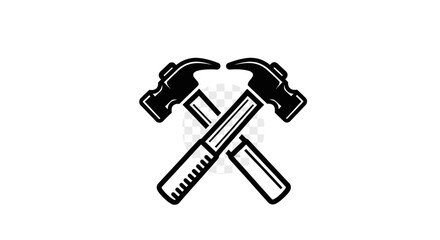 Crossed Hammers and Ruler Illustration.