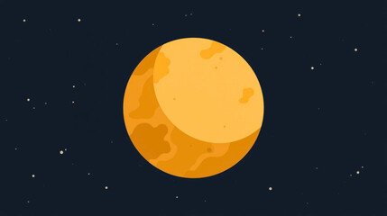 Fototapeta premium A large orange moon in the center of a dark night sky filled with stars viewed from a distant perspective