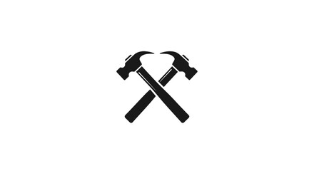 Two Black Hammers Crossed Over Each Other.