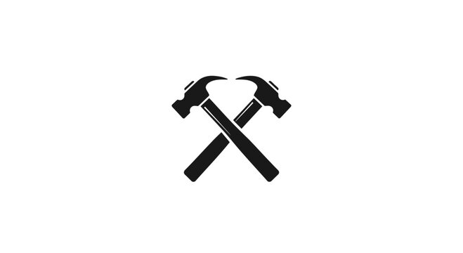 Two Black Hammers Crossed Over Each Other.