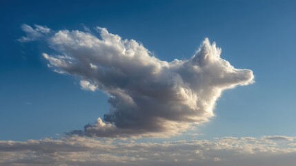 Fototapeta premium White cloud formation resembling a wolf against a blue sky image
