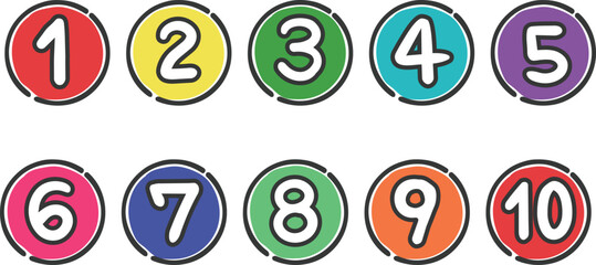 カラフルな数字アイコン　ベクター