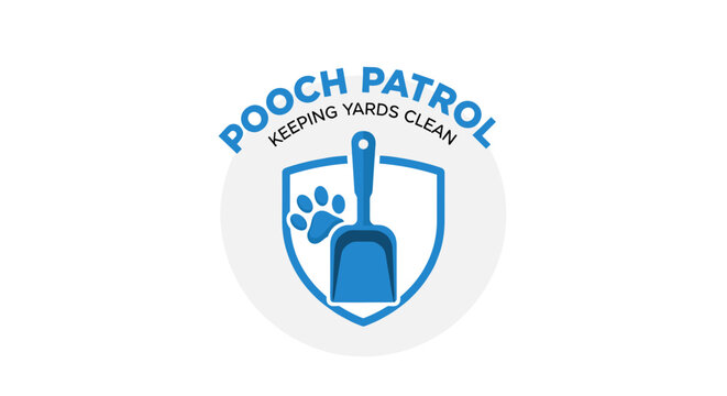 Pooch Patrol Logo with Shovel Icon.