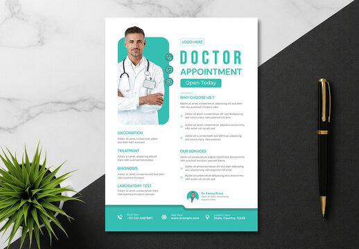 Modern Healthcare Clinic Doctor Appointment Flyer Design