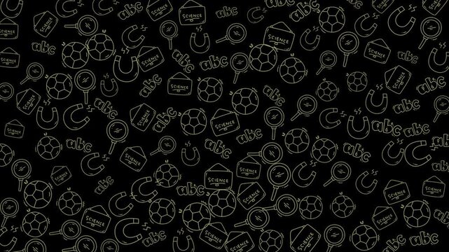 Vibrant animated pattern of sports icons and football symbols highlighting dynamic athletic activities and football gameplay visuals.