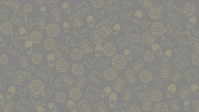 High-tech digital pattern featuring globe icons and grid designs suitable for technology, connectivity, and internet themes in digital and graphic projects.