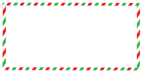 Fototapeta premium Red and Green Striped Holiday Border Frame Illustration Isolated