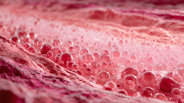 Hyperbaric Oxygen Therapy HBOT microscopic view of oxygen bubbles in blood tissue
