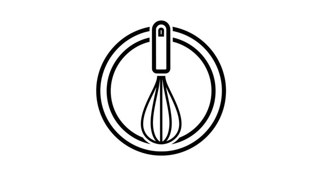 Black and white whisk icon illustration.