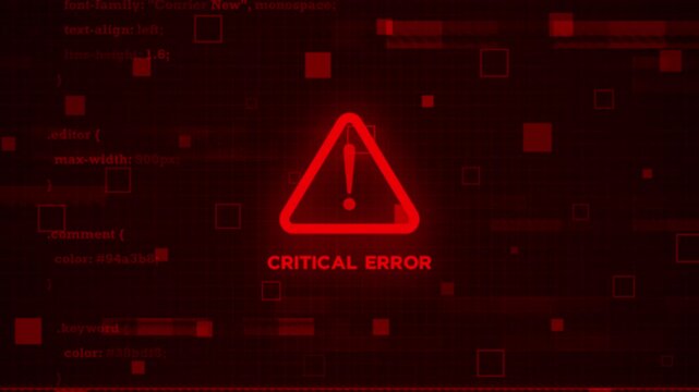 critical error animation on high futuristic background