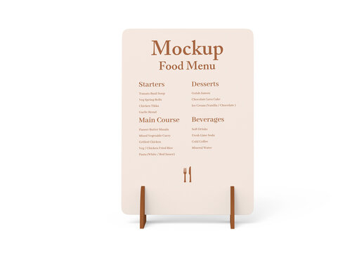 Minimal Wooden Food Menu Mockup