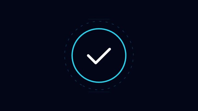 Loading Animation with Checkmark on Dark Background.