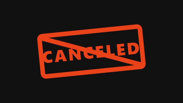 Red Cancelled Stamp on Black Background.