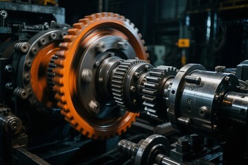Obraz premium Industrial gear assembly in mechanical machinery