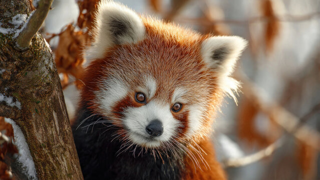 red panda eating bamboo with expression