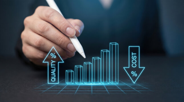 Financial report data analysis chart cost quality growth concept